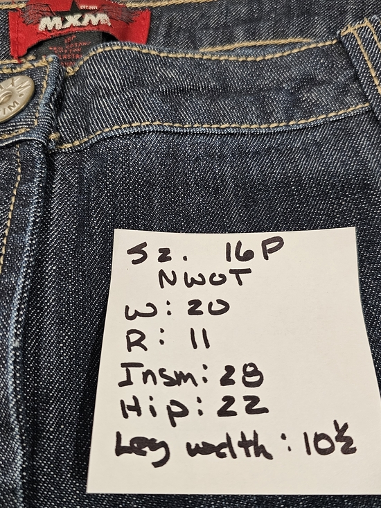 MXM Dark Wash Bootcut Jeans 16P Petite Stretch Mid Rise Classic Denim - Picture 10 of 10